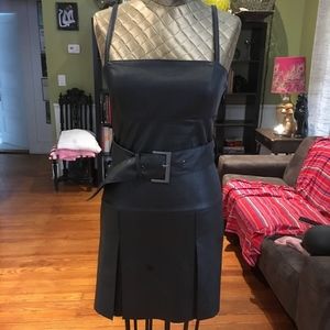 *Free People* Faux Leather Black Dress